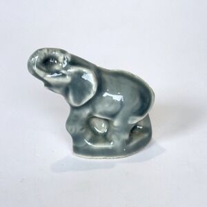 Wade England Porcelain Elephant Figurine Blue Grey Glaze Whimsies Miniature